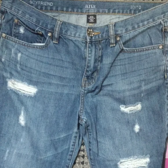 a.n.a Blue Straight Leg Jeans with Distressed Details​​ - Picture 5 of 6